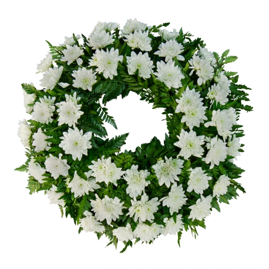 Coroana funerara rotunda din crizantema